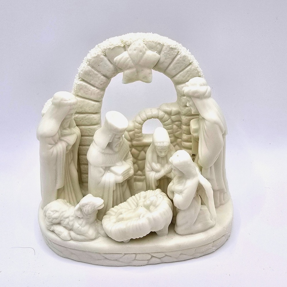 90s VTG Dicksons Nativity Scene Single‎ Piece Sculpture Resin Figurine w/ BOX
